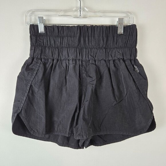 Free People Movement The Way Home Shorts Womens‎ L Black Elastic Waist High-Rise - Picture 1 of 8